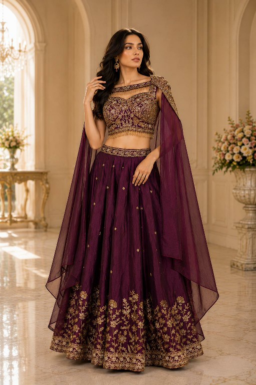 AMOHA D.NO A539 WHOLESALE READYMADE NC SATIN DESIGNER STYLISH LEHENGA CHOLI FOR EXPORT