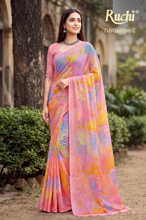 RUCHI SHIMMER GEORGETTE VOL 3 WHOLESALE GEORGETTE CASUAL WEAR INDIAN SAREES FOR WOMEN SUPPLIER