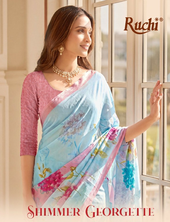 RUCHI SHIMMER GEORGETTE VOL 4 WHOLESALE GEORGETTE DAILY WEAR INDIAN SAREES FOR WOMEN EXPORTER