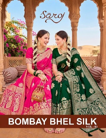 SAROJ BOMBAY BHEL SILK VOL 3 WHOLESALE PURE SILK PRETTY LOOK INDIAN SAREES FOR WOMEN SUPPLIER