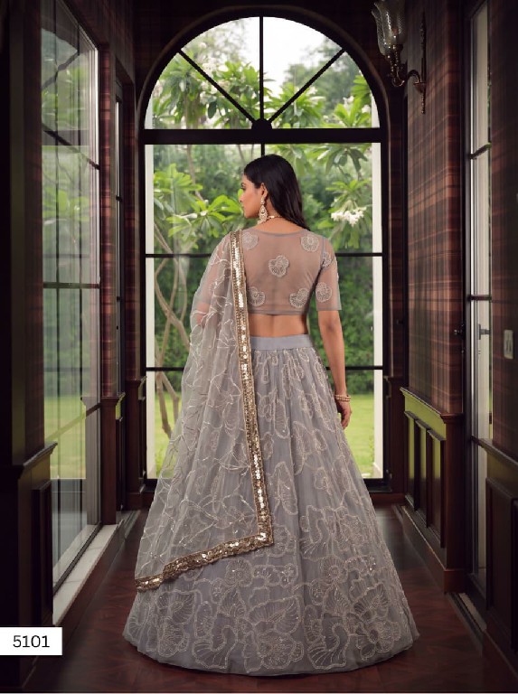 TEXTILEDEAL VRINDIKA WHOLESALE BUTTERFLY NET DESIGNER WORK LEHENGA CHOLI FOR EXPORT