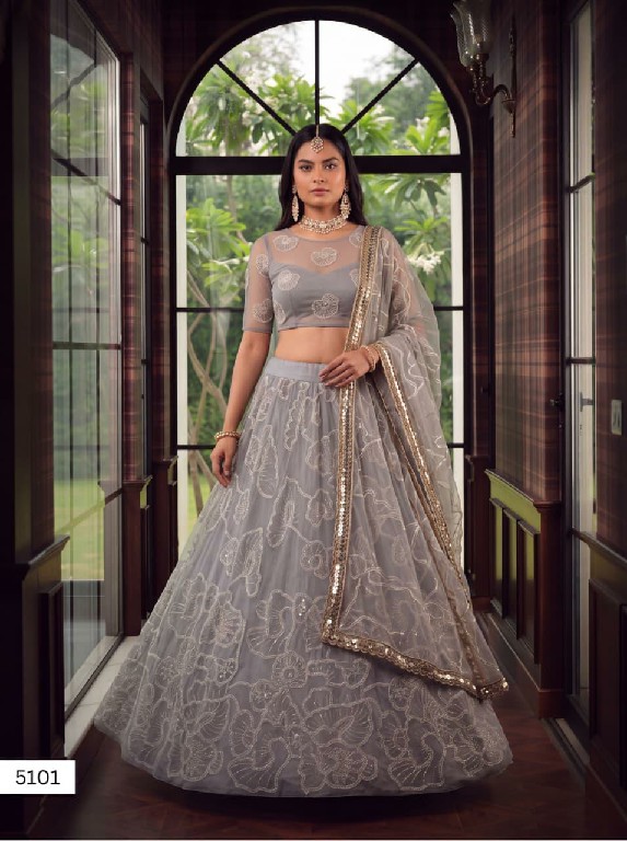 TEXTILEDEAL VRINDIKA WHOLESALE BUTTERFLY NET DESIGNER WORK LEHENGA CHOLI FOR EXPORT