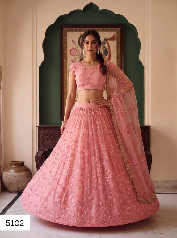 TEXTILEDEAL VRINDIKA WHOLESALE BUTTERFLY NET DESIGNER WORK LEHENGA CHOLI FOR EXPORT