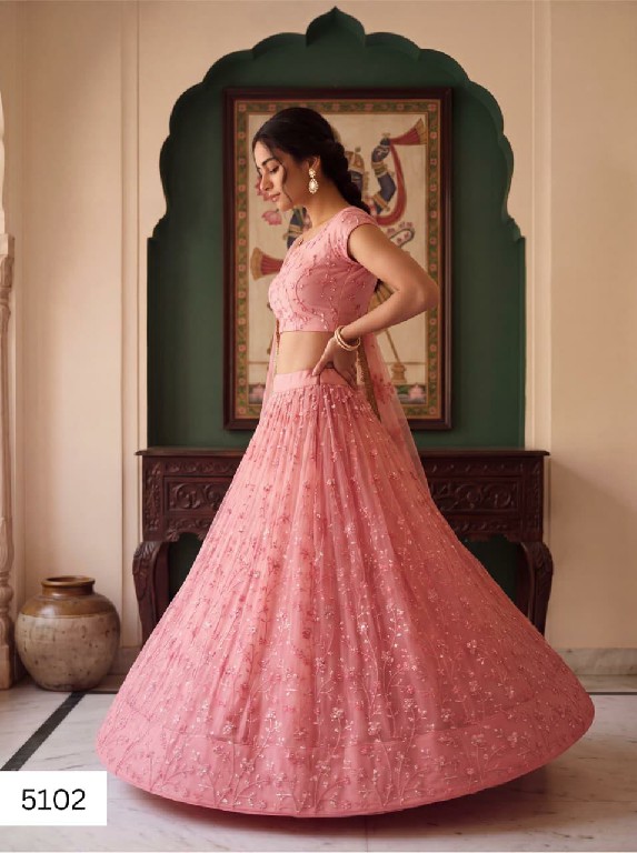 TEXTILEDEAL VRINDIKA WHOLESALE BUTTERFLY NET DESIGNER WORK LEHENGA CHOLI FOR EXPORT