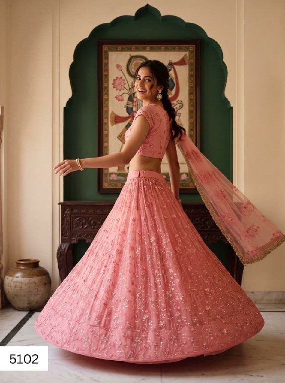 TEXTILEDEAL VRINDIKA WHOLESALE BUTTERFLY NET DESIGNER WORK LEHENGA CHOLI FOR EXPORT