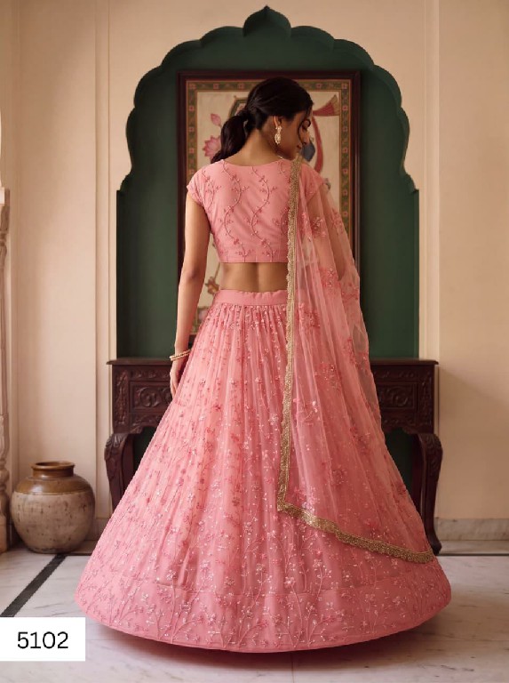 TEXTILEDEAL VRINDIKA WHOLESALE BUTTERFLY NET DESIGNER WORK LEHENGA CHOLI FOR EXPORT