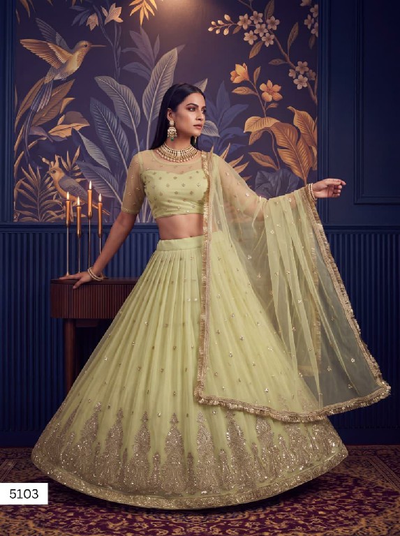 TEXTILEDEAL VRINDIKA WHOLESALE BUTTERFLY NET DESIGNER WORK LEHENGA CHOLI FOR EXPORT