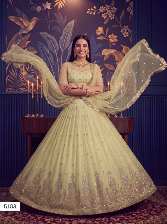 TEXTILEDEAL VRINDIKA WHOLESALE BUTTERFLY NET DESIGNER WORK LEHENGA CHOLI FOR EXPORT
