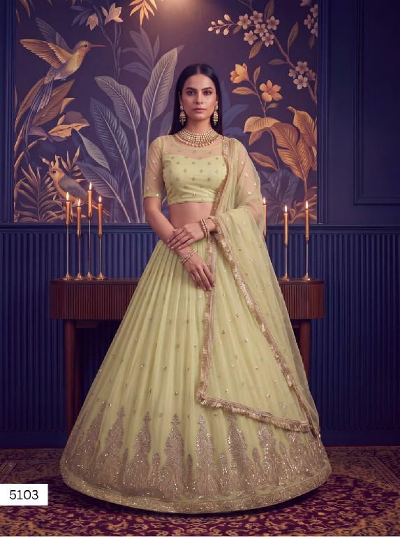 TEXTILEDEAL VRINDIKA WHOLESALE BUTTERFLY NET DESIGNER WORK LEHENGA CHOLI FOR EXPORT