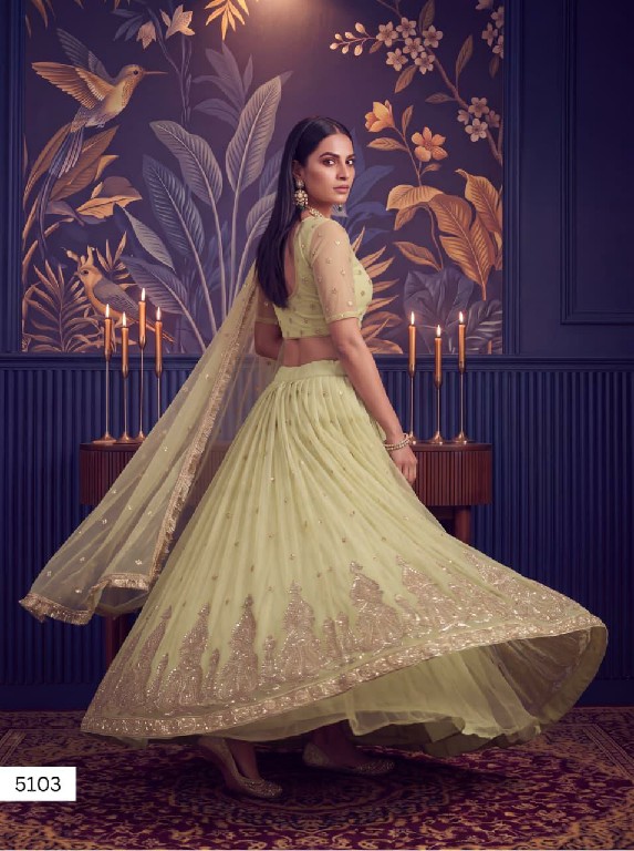 TEXTILEDEAL VRINDIKA WHOLESALE BUTTERFLY NET DESIGNER WORK LEHENGA CHOLI FOR EXPORT