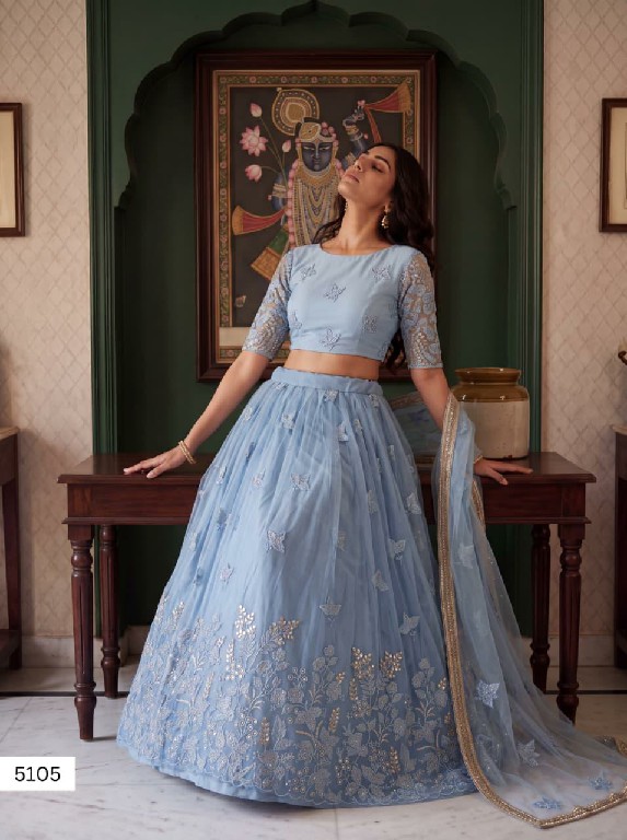 TEXTILEDEAL VRINDIKA WHOLESALE BUTTERFLY NET DESIGNER WORK LEHENGA CHOLI FOR EXPORT