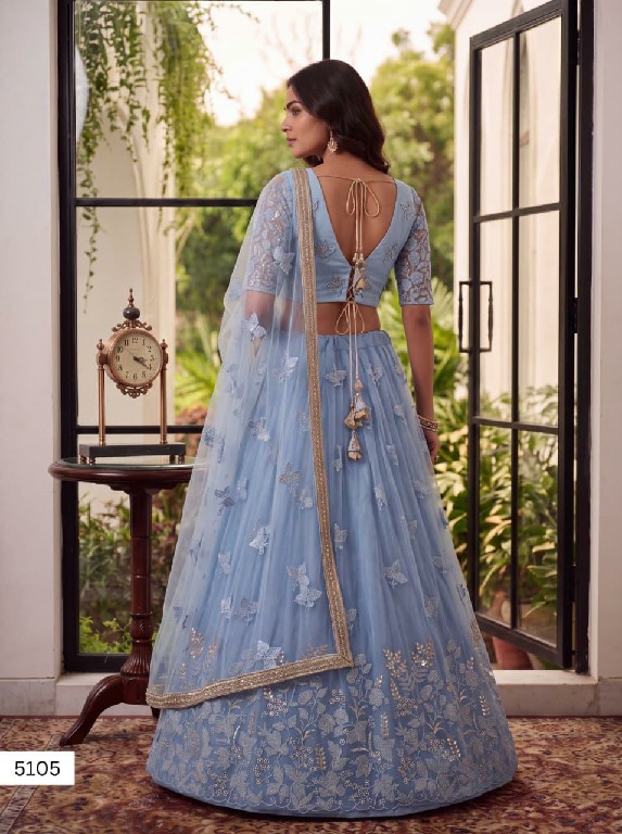 TEXTILEDEAL VRINDIKA WHOLESALE BUTTERFLY NET DESIGNER WORK LEHENGA CHOLI FOR EXPORT