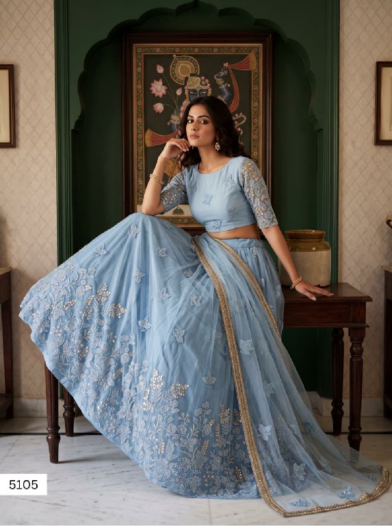TEXTILEDEAL VRINDIKA WHOLESALE BUTTERFLY NET DESIGNER WORK LEHENGA CHOLI FOR EXPORT
