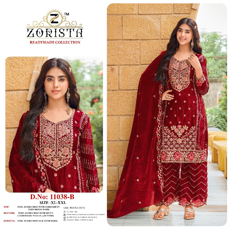ZORISTA D.NO 11038 WHOLESALE READYMADE ZIMMI CHOO PAKISTANI CONCEPT 3 PCS SUITS SUPPLIER