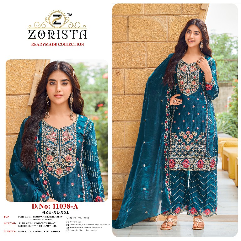 ZORISTA D.NO 11038 WHOLESALE READYMADE ZIMMI CHOO PAKISTANI CONCEPT 3 PCS SUITS SUPPLIER