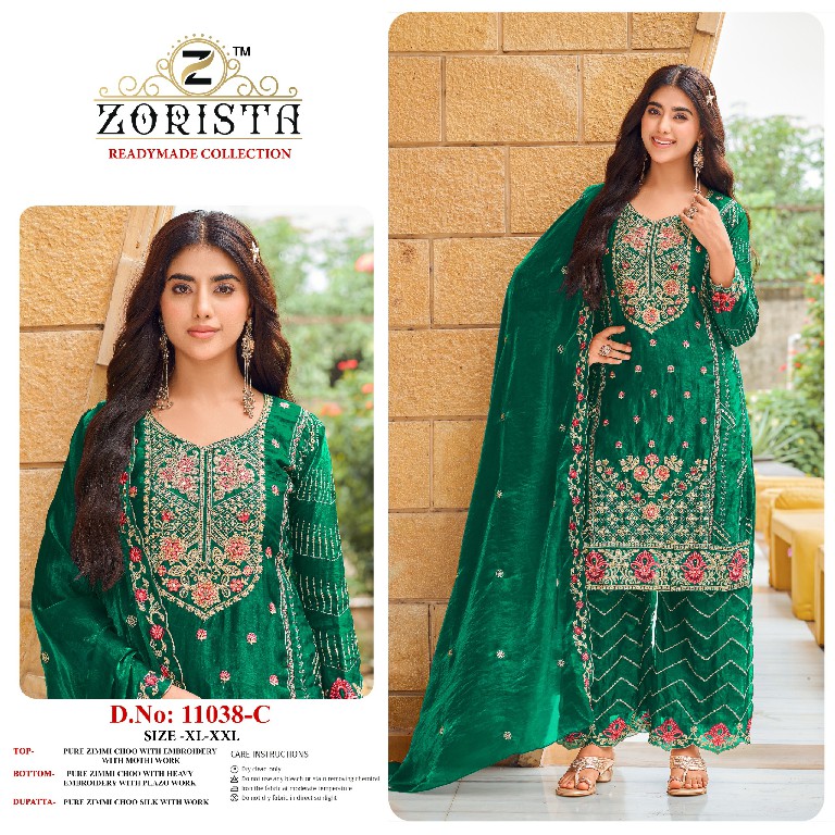 ZORISTA D.NO 11038 WHOLESALE READYMADE ZIMMI CHOO PAKISTANI CONCEPT 3 PCS SUITS SUPPLIER
