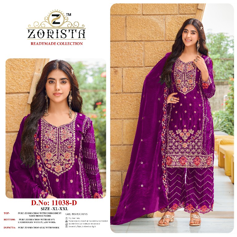 ZORISTA D.NO 11038 WHOLESALE READYMADE ZIMMI CHOO PAKISTANI CONCEPT 3 PCS SUITS SUPPLIER