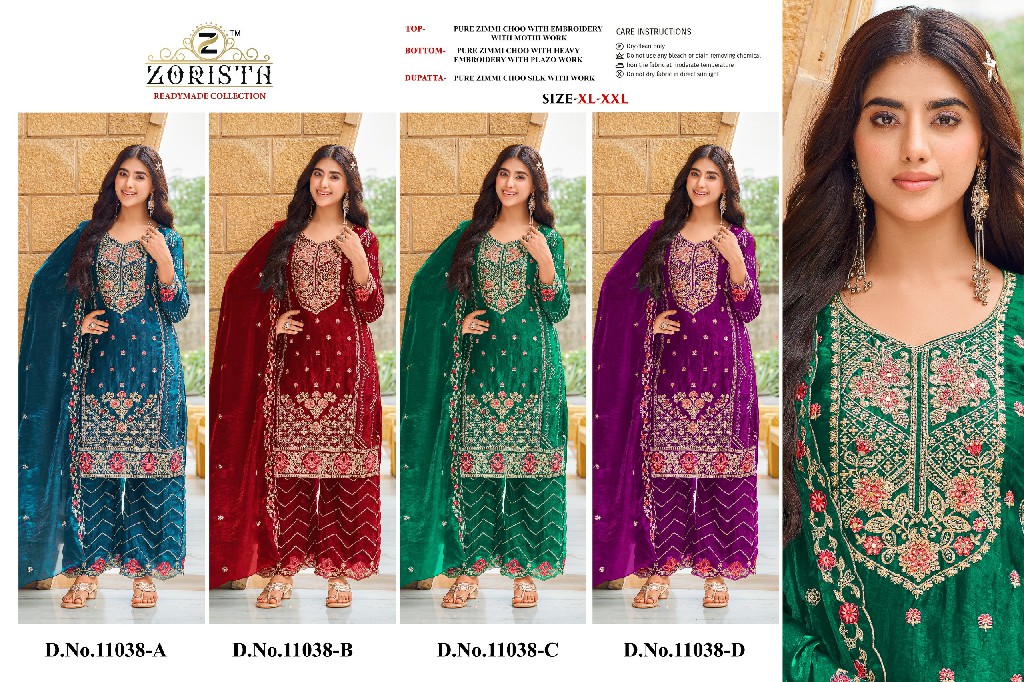ZORISTA D.NO 11038 WHOLESALE READYMADE ZIMMI CHOO PAKISTANI CONCEPT 3 PCS SUITS SUPPLIER
