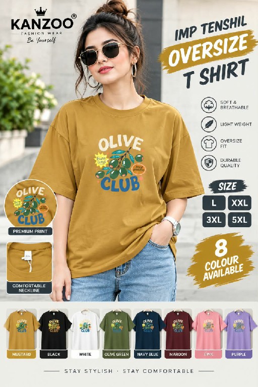 KANZOO LAUNCH READYMADE TENCIL PUFF PRINT OVERSIZE T SHIRT FOR WOMEN EXPORTER