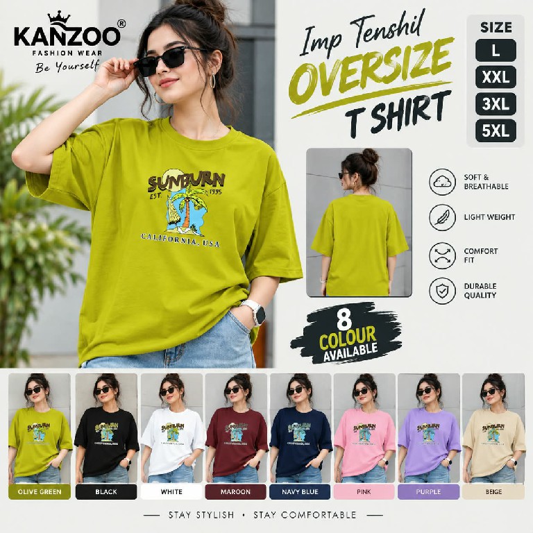 KANZOO LAUNCH READYMADE TENCIL PUFF PRINT OVERSIZE T SHIRT FOR WOMEN EXPORTER