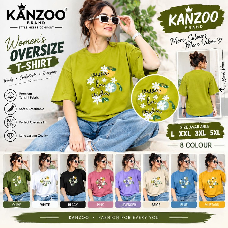 KANZOO LAUNCH READYMADE TENCIL PUFF PRINT OVERSIZE T SHIRT FOR WOMEN EXPORTER