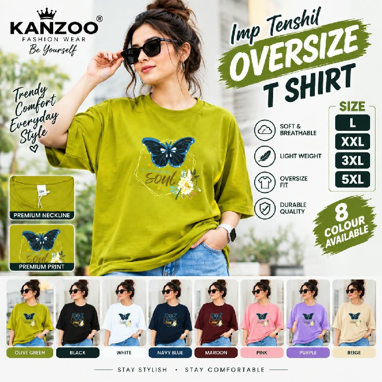 KANZOO LAUNCH READYMADE TENCIL PUFF PRINT OVERSIZE T SHIRT FOR WOMEN EXPORTER