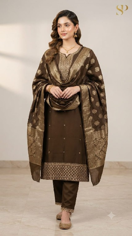 SAHIL PRINTS PRESENT READYMADE SOFT FANCY SILK WITH WORK 3 PCS COMBO SET SUITS FOR EXPORT