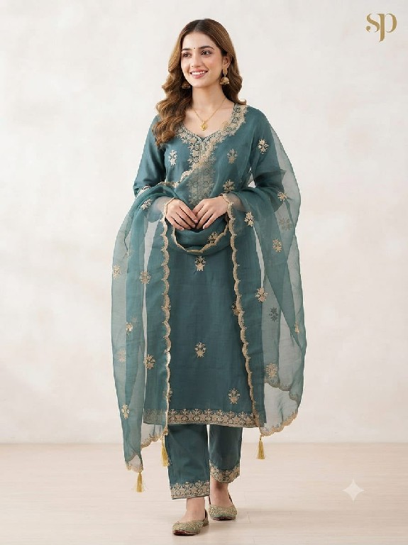 SAHIL PRINTS PRESENT READYMADE COTTON SILK EMBROIDERED 3 PCS COMBO SET SUITS EXPORTER