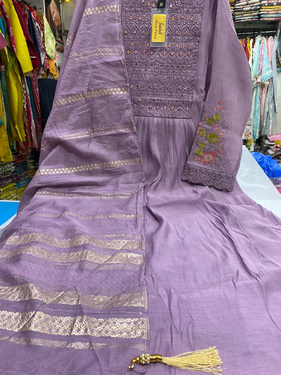 SAHIL PRINTS PRESENT READYMADE MUL CHANDERI MIRROR WORK 3 PCS COMBO SET SUITS FOR EXPORT