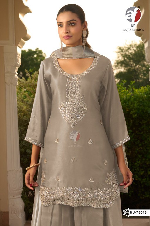 ANJU FAB D.NO HU 75045 TO 75048 WHOLESALE READYMADE HO SHIMMER PARTY WEAR 3 PCS COMBO SET SUITS SUPPLIER