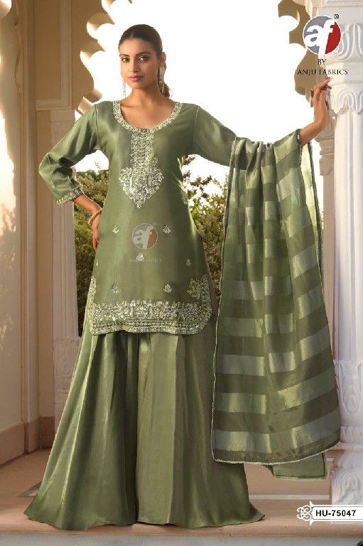 ANJU FAB D.NO HU 75045 TO 75048 WHOLESALE READYMADE HO SHIMMER PARTY WEAR 3 PCS COMBO SET SUITS SUPPLIER