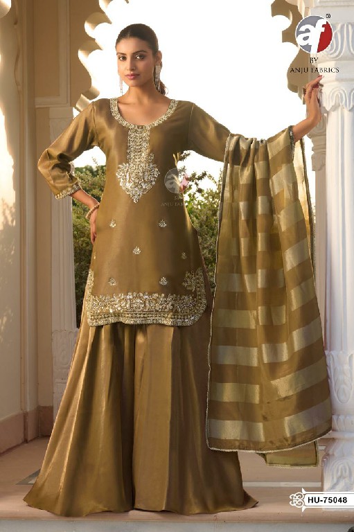 ANJU FAB D.NO HU 75045 TO 75048 WHOLESALE READYMADE HO SHIMMER PARTY WEAR 3 PCS COMBO SET SUITS SUPPLIER