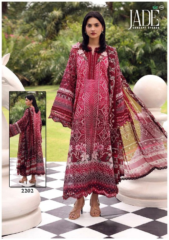 JADE BIN SAEED VOL 22 WHOLESALE READYMADE COTTON PRINTED KARACHI STYLE KURTI PANT WITH DUPATTA ONLINE