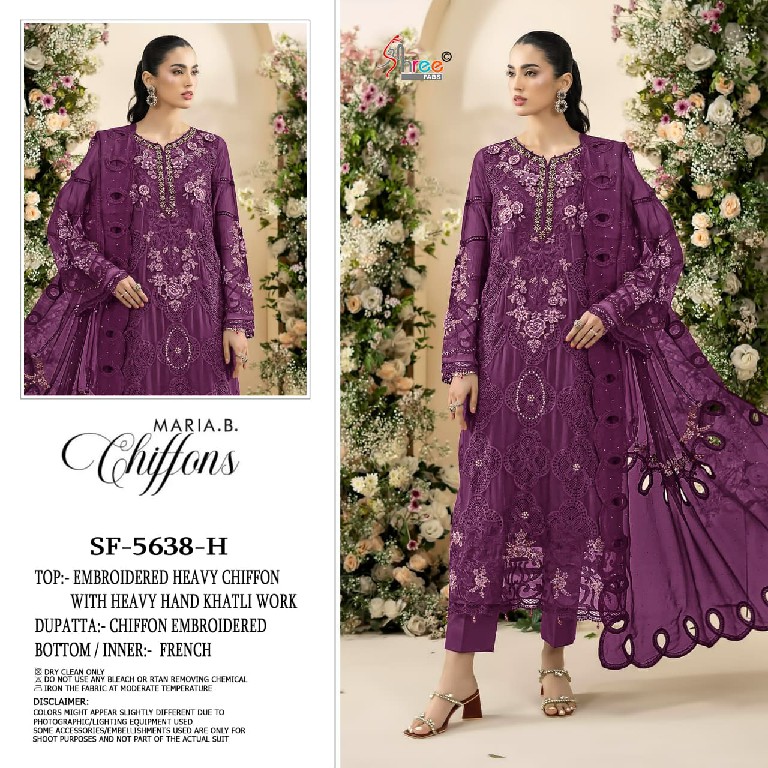 SHREE FABS D.NO 5638E TO 5638H WHOLESALE CHIFFON PAKISTANI HIT DESIGN UNSTITCH SALWAR SUITS EXPORTER