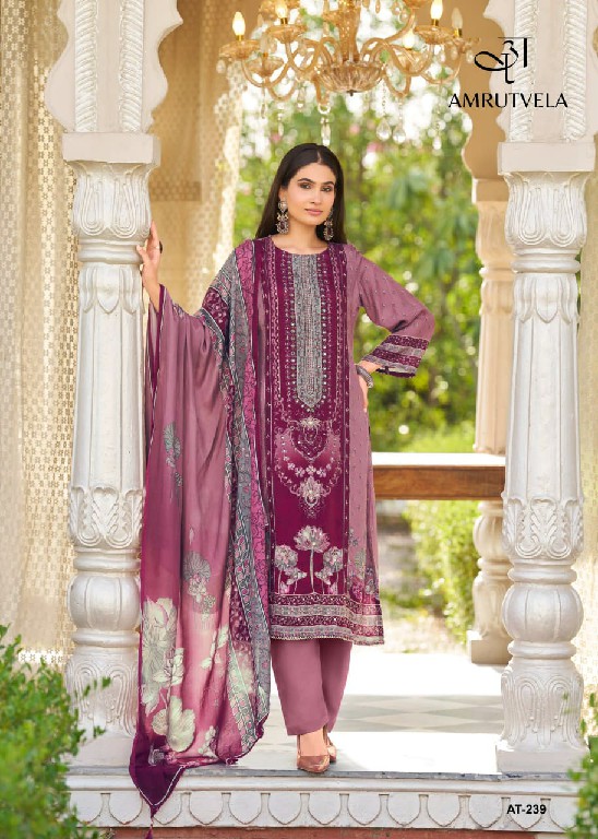 AMRUTVELA D.NO 239 WHOLESALE VISCOSE MUSLIN ELEGANT DESIGN UNSTITCH SALWAR SUITS FOR EXPORT