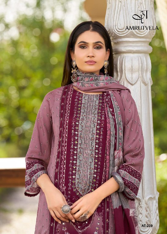 AMRUTVELA D.NO 239 WHOLESALE VISCOSE MUSLIN ELEGANT DESIGN UNSTITCH SALWAR SUITS FOR EXPORT