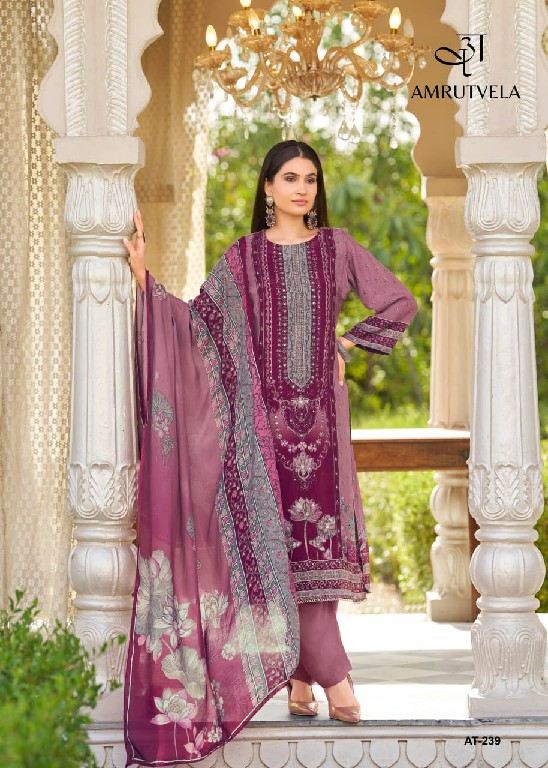 AMRUTVELA D.NO 239 WHOLESALE VISCOSE MUSLIN ELEGANT DESIGN UNSTITCH SALWAR SUITS FOR EXPORT