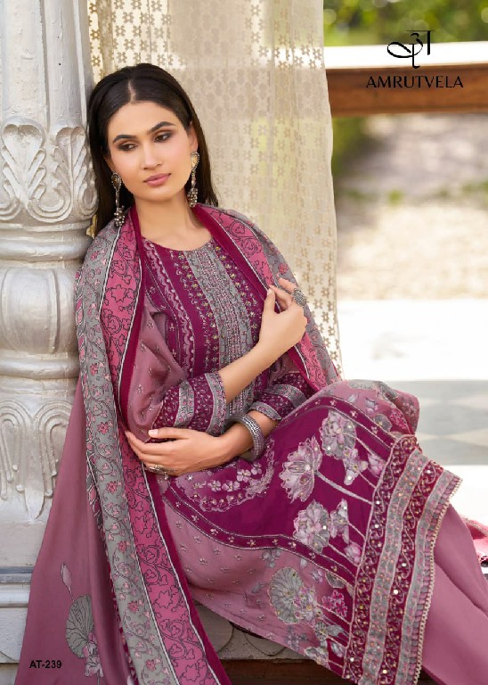 AMRUTVELA D.NO 239 WHOLESALE VISCOSE MUSLIN ELEGANT DESIGN UNSTITCH SALWAR SUITS FOR EXPORT
