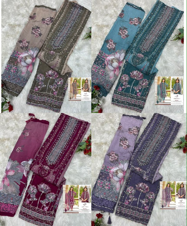 AMRUTVELA D.NO 239 WHOLESALE VISCOSE MUSLIN ELEGANT DESIGN UNSTITCH SALWAR SUITS FOR EXPORT
