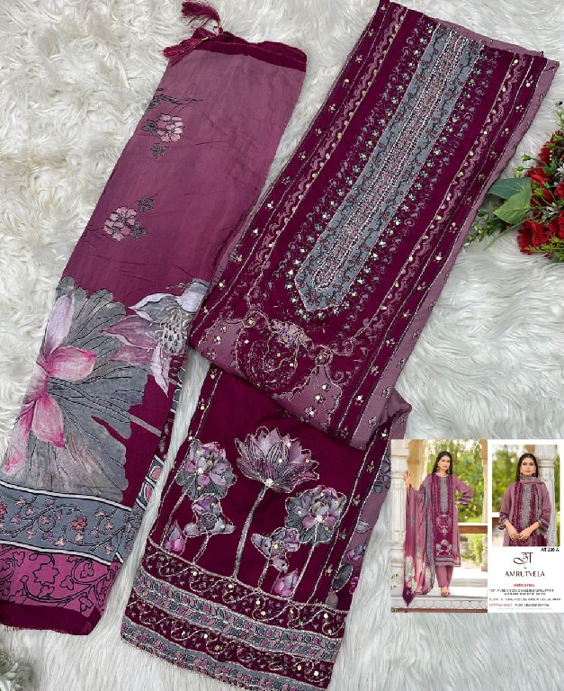 AMRUTVELA D.NO 239 WHOLESALE VISCOSE MUSLIN ELEGANT DESIGN UNSTITCH SALWAR SUITS FOR EXPORT