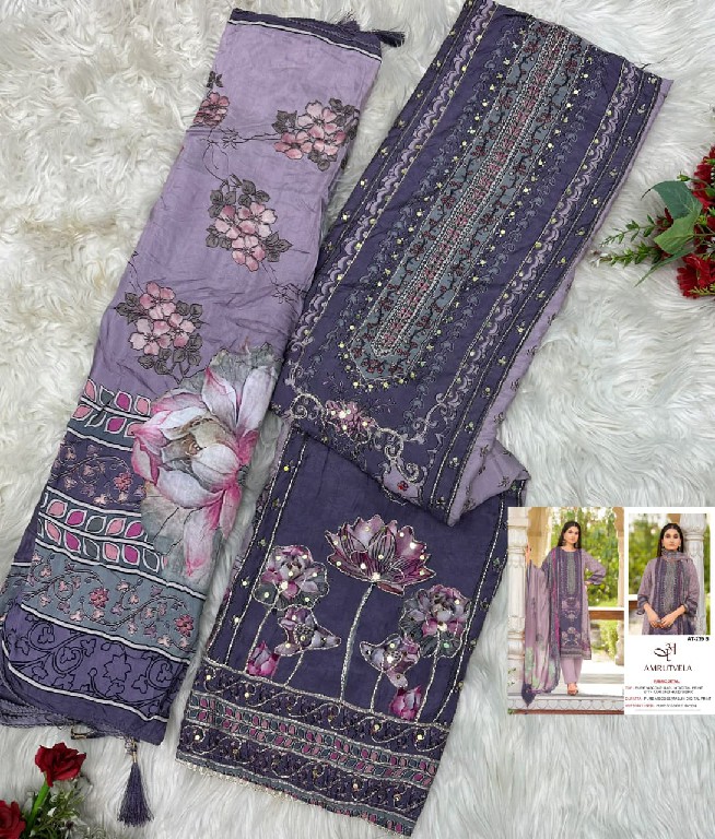 AMRUTVELA D.NO 239 WHOLESALE VISCOSE MUSLIN ELEGANT DESIGN UNSTITCH SALWAR SUITS FOR EXPORT
