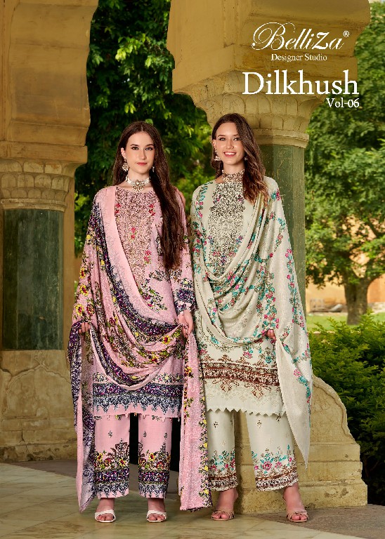 BELLIZA DILKHUSH VOL 6 WHOLESALE VISCOSE RAYON EXCLUSIVE DESIGN UNSTITCH SALWAR SUITS EXPORTER