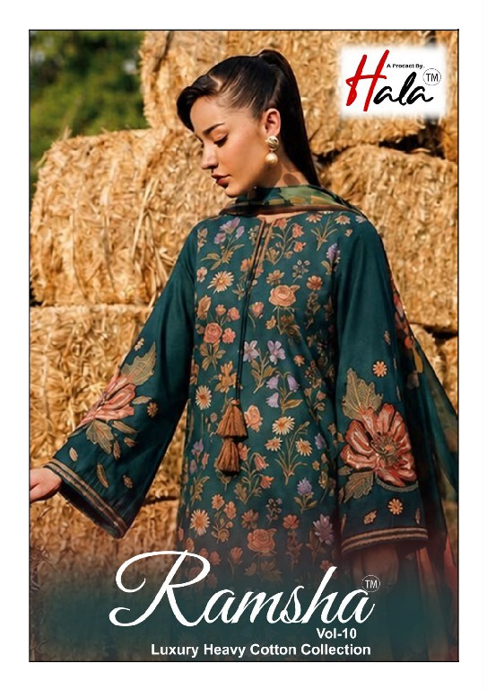 HALA RAMSHA VOL 10 WHOLESALE COTTON PRINTED REGULAR WEAR DRESS MATERIAL ONLINE