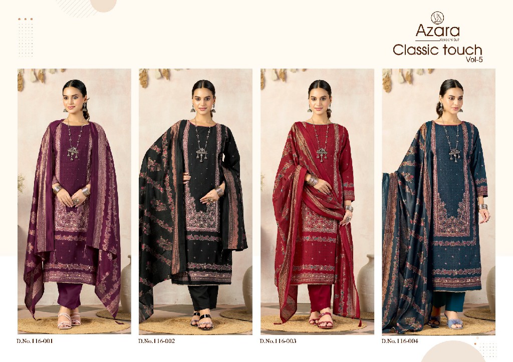 AZARA BY RADHIKA FASHION CLASSIC TOUCH VOL 5 WHOLESALE VISCOSE DESIGNER WORK UNSTITCH SALWAR SUITS ONLINE