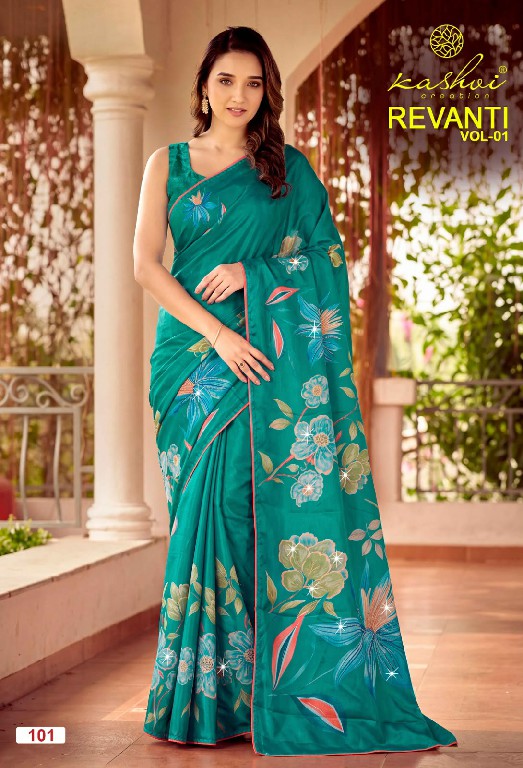 KASHVI CREATION REVANTI VOL 1 WHOLESALE TESLA DIGITAL WITH WORK FANCY INDIAN SAREES FOR WOMEN SUPPLIER