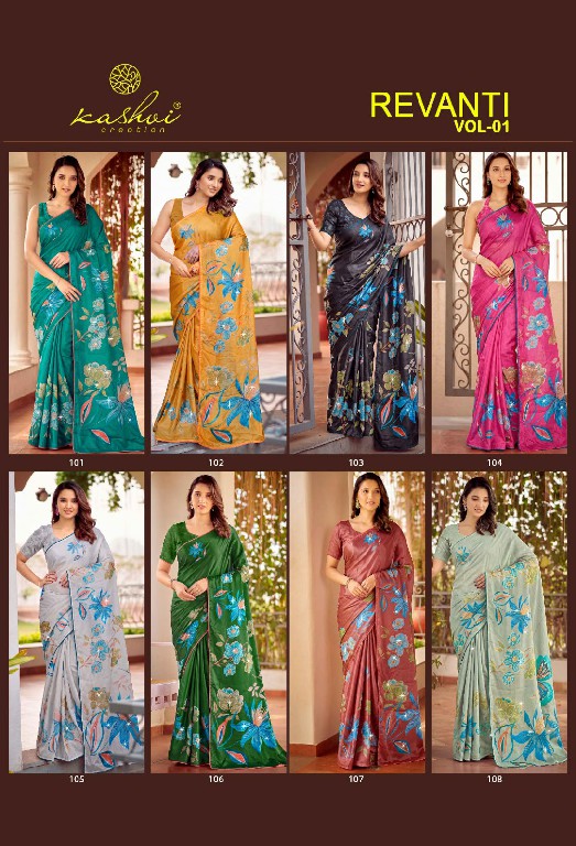KASHVI CREATION REVANTI VOL 1 WHOLESALE TESLA DIGITAL WITH WORK FANCY INDIAN SAREES FOR WOMEN SUPPLIER