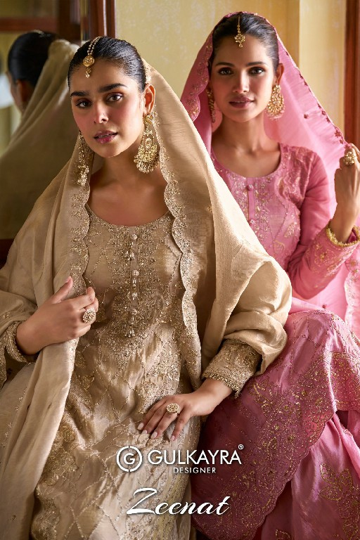 ZEENAT BY GULKAYRA DESIGNER WHOLESALE READYMADE REAL SIMAR SILK PARTY WEAR 3 PCS SUITS EXPORTER