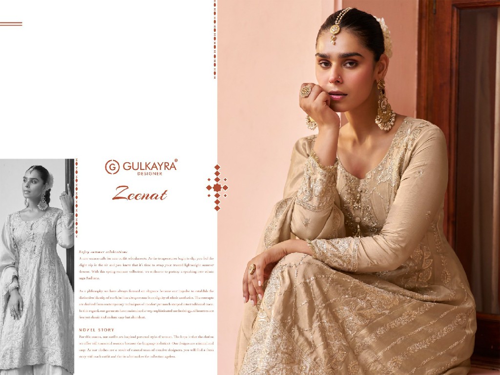 ZEENAT BY GULKAYRA DESIGNER WHOLESALE READYMADE REAL SIMAR SILK PARTY WEAR 3 PCS SUITS EXPORTER