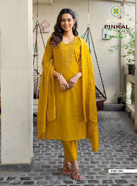 PASSION TREE PINKAL VOL 1 WHOLESALE READYMADE ROMAN SHIMMER FANCY WORK 3 PCS SUITS SUPPLIER