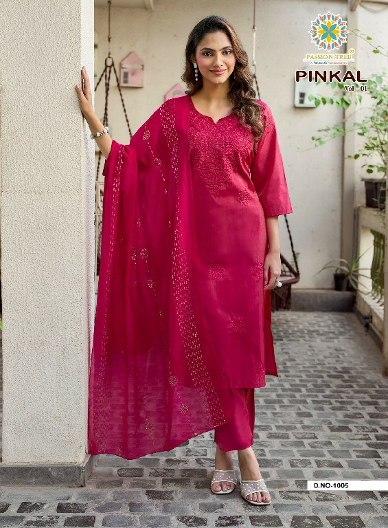 PASSION TREE PINKAL VOL 1 WHOLESALE READYMADE ROMAN SHIMMER FANCY WORK 3 PCS SUITS SUPPLIER
